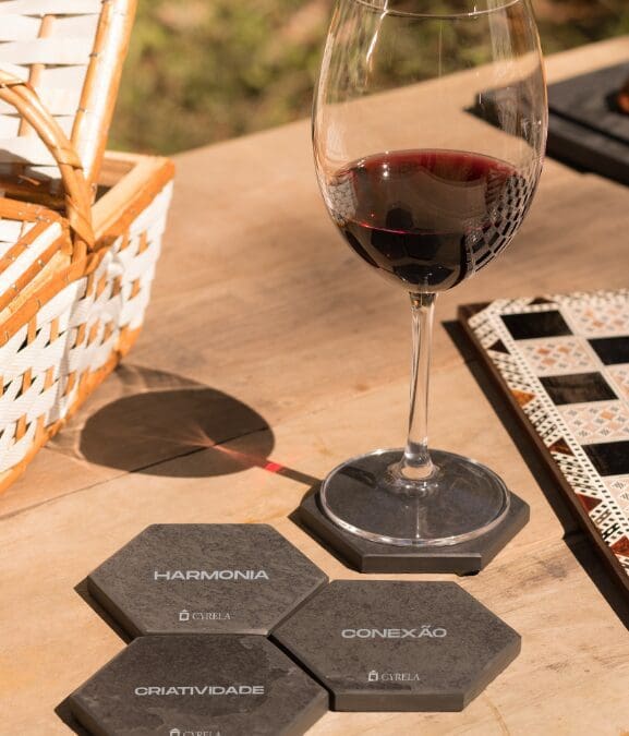 Porta copos em árdosia natural para Cyrela